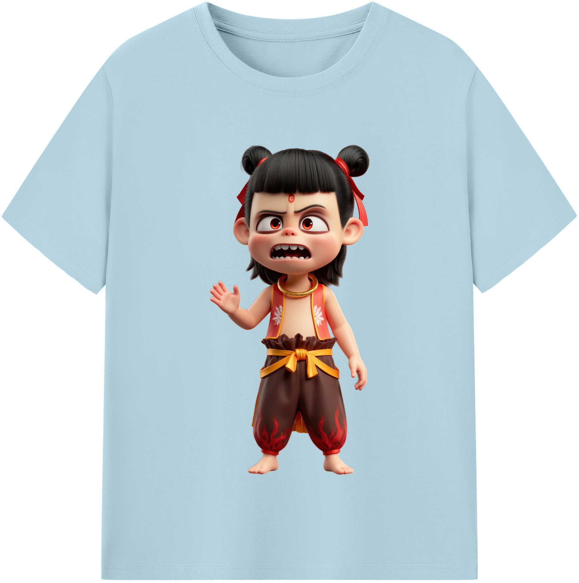 （画像用） Ne Zha 2 ナタ 魔童の大暴れ 綿100％半袖Tシャツ（フロントプリント）